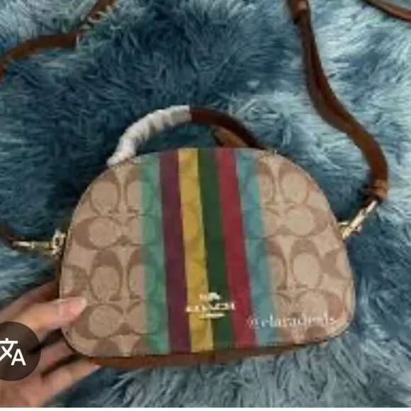 COACH Serena Satchel Crossbody Bag In Signature Canvas With Stripe C5642 - Picture 11 of 12